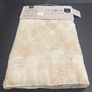 FLORA Collection Set Of Four Backtab Window Panels - White/Linen - 37"x 96"